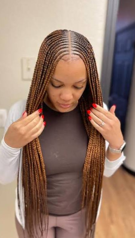 SMALL THREE LAYERS CORNROWS BRAIDS