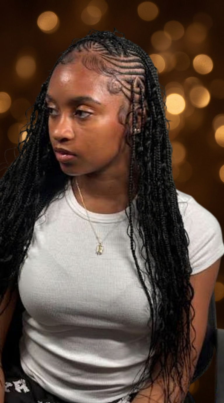 Boho Tribal/Fulani Braids styled at Precious Hair Braiding