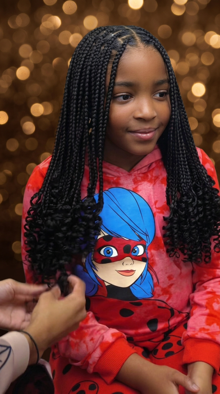 Children Knotless Braids styled at Precious Hair Braiding